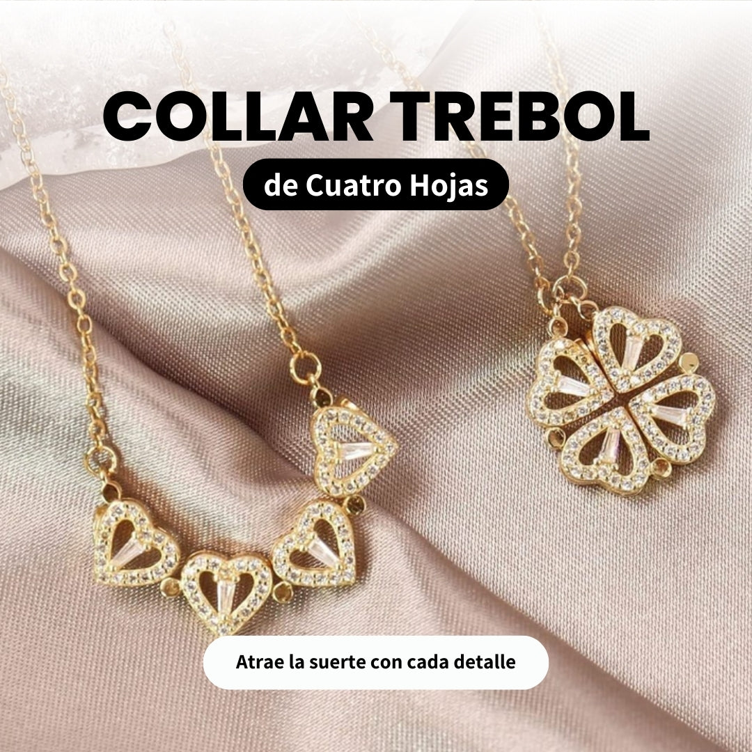 Collar Trebol con Caja de Rosa