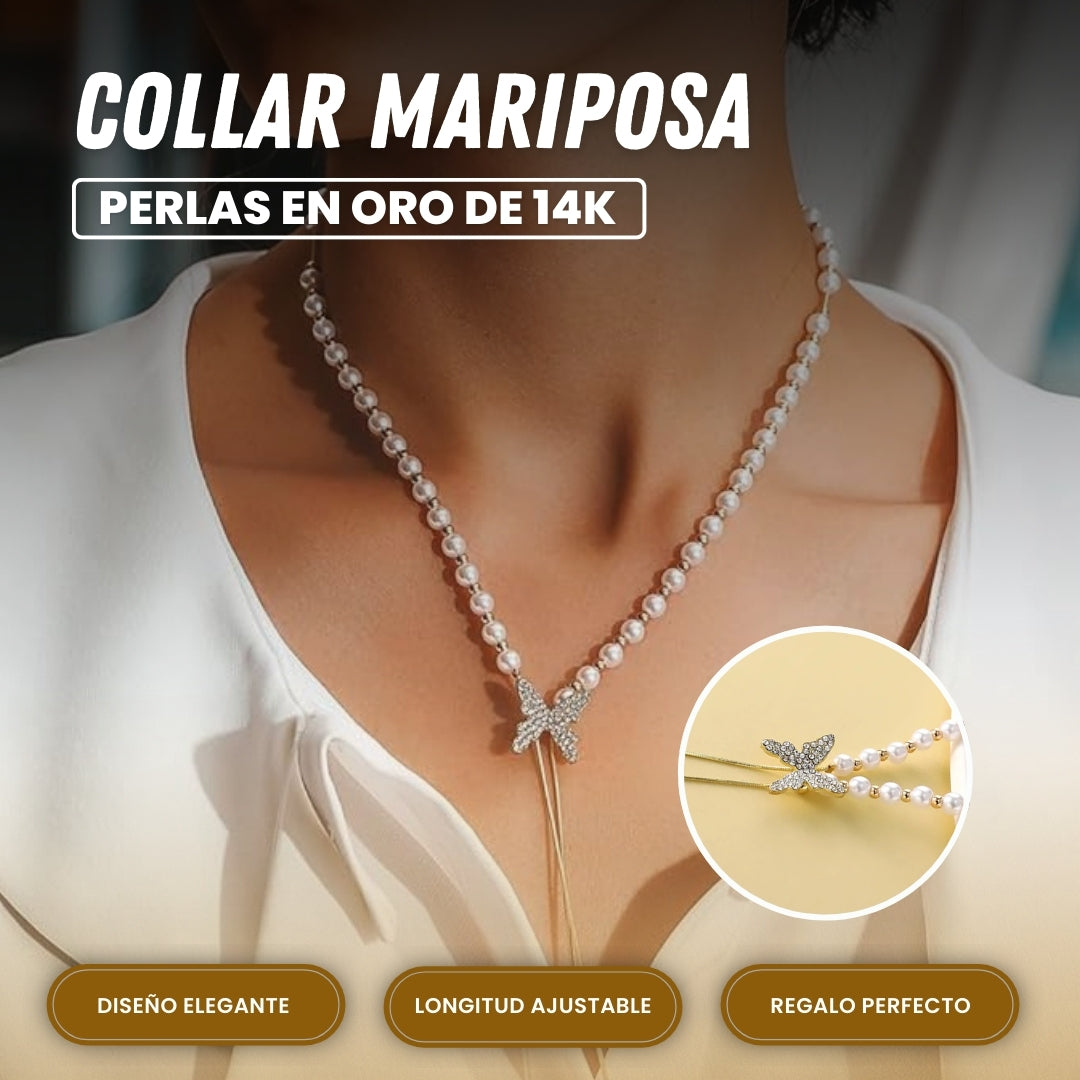 Collar Mariposa con Perlas