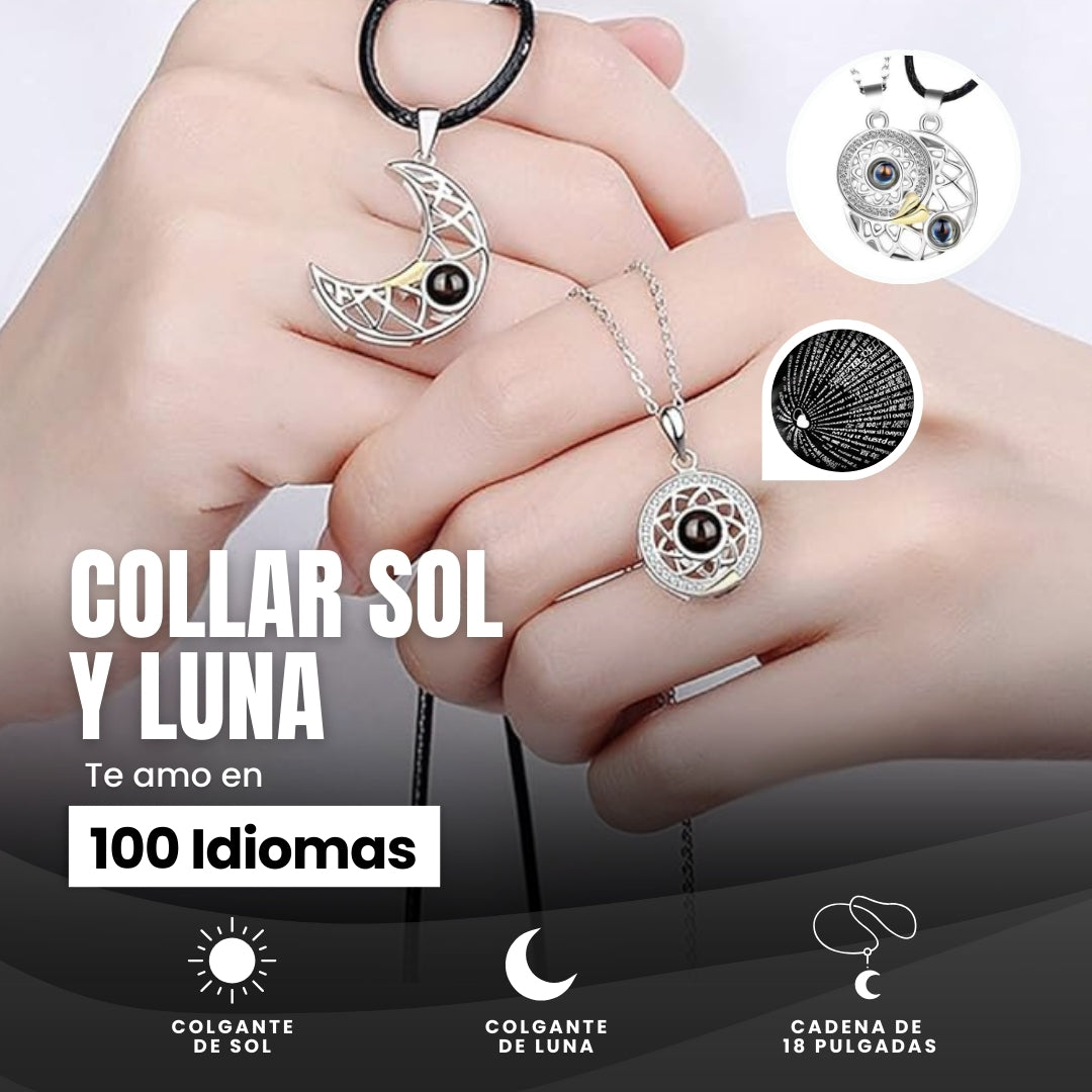 Collar Sol y Luna con Caja de Rosa