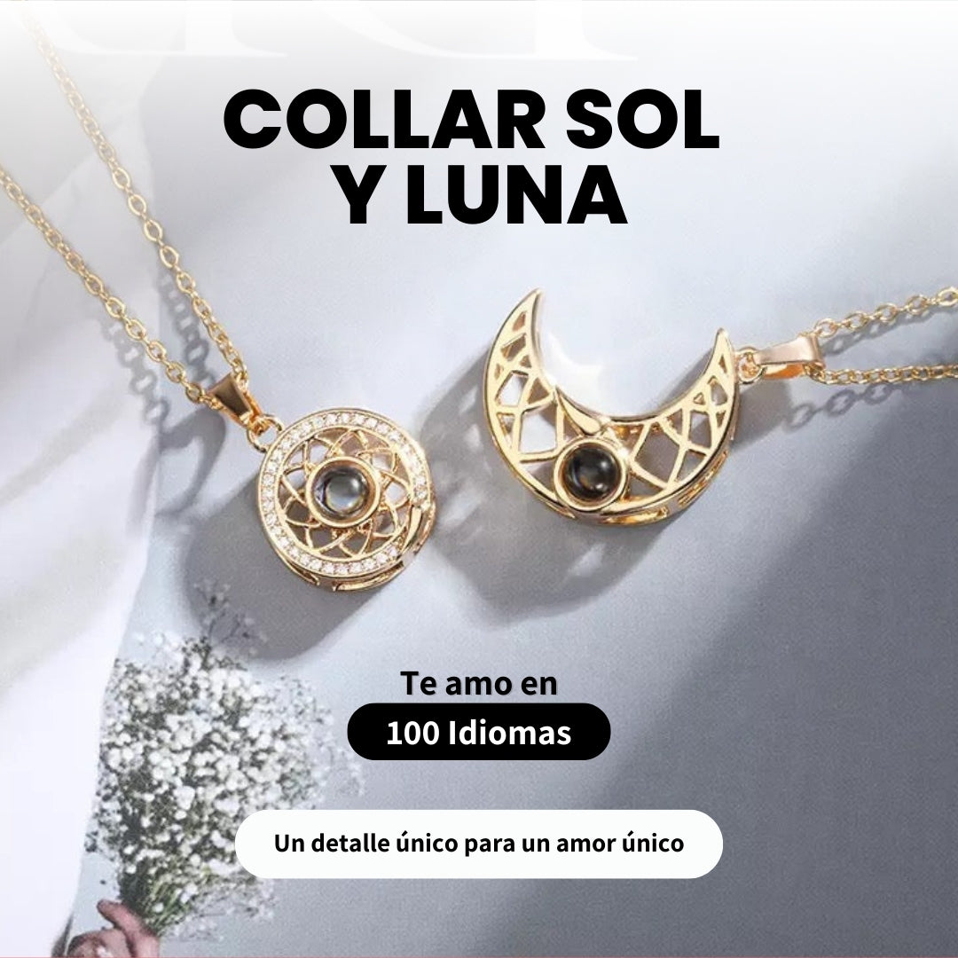 Collar Sol y Luna con Caja de Rosa