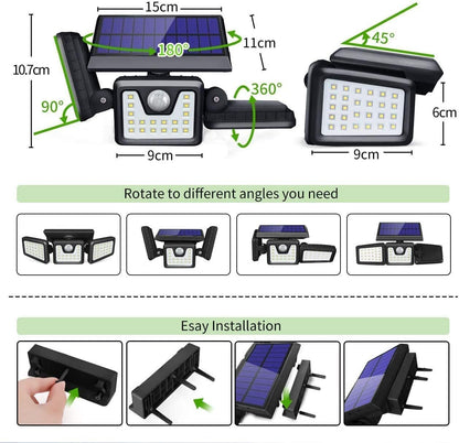 TriSolar Light®  Lampara Solar de 3 Cabezales